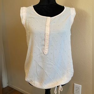 Loft Pink and Black Polka dot Blouse Size Small